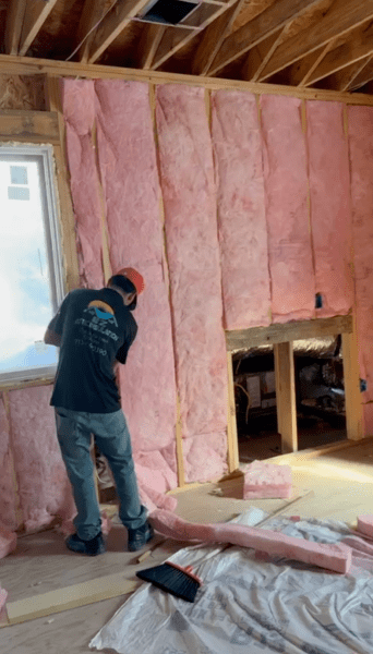 batt insulation installed in a new construction home