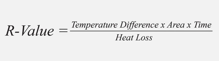 R Value Equation, useful for determining insulation protective value.