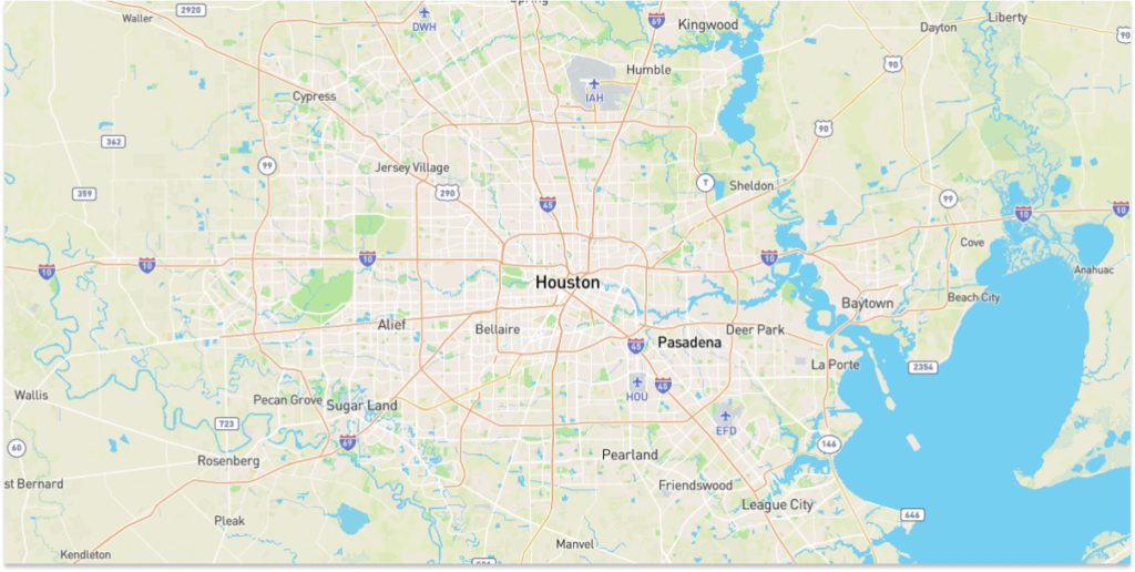 Map of the city of Houston
