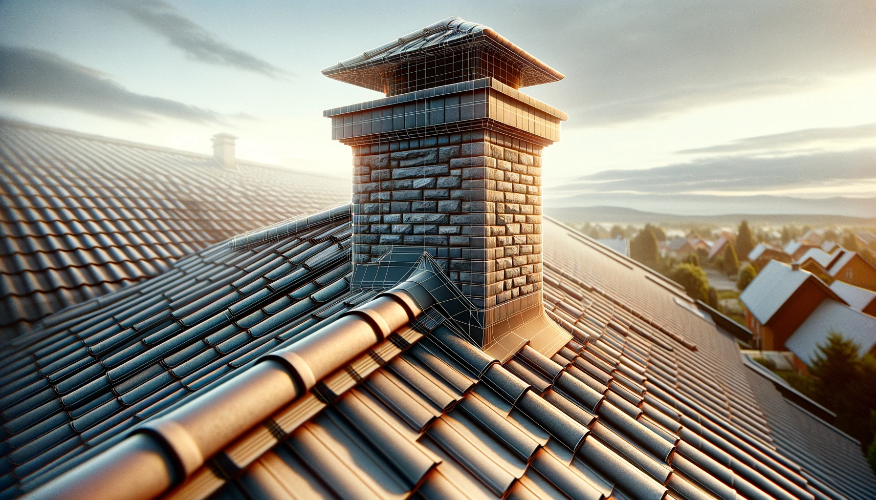 Chimney on a home rooftop