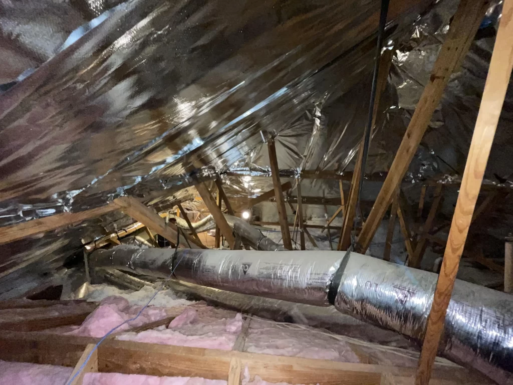 new radiant barrier insulation in a homes attic