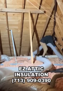 screenshot of a ez attic insulation social media post in an attic