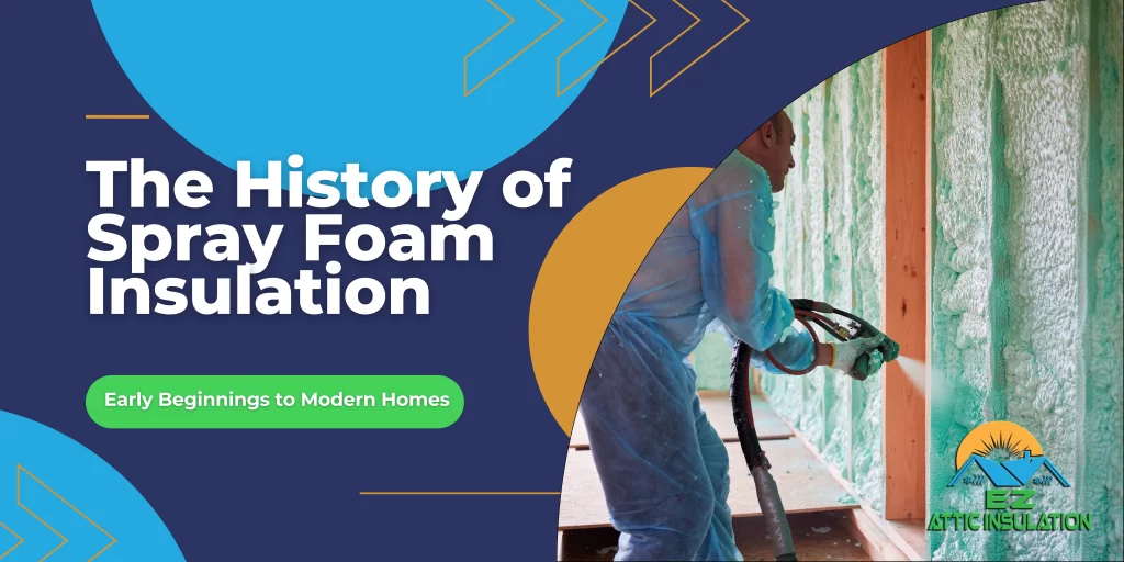 The History of Spray Foam Insulation blog post banner from EZ Attic insulation.