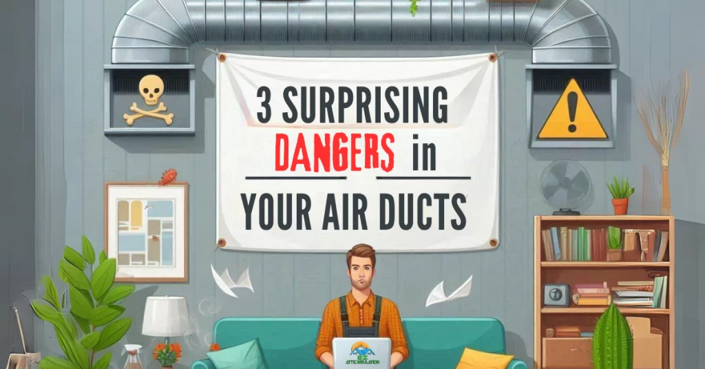 Banner for EZ attic insulation blog, "3 surprising dangers in your air ducts"