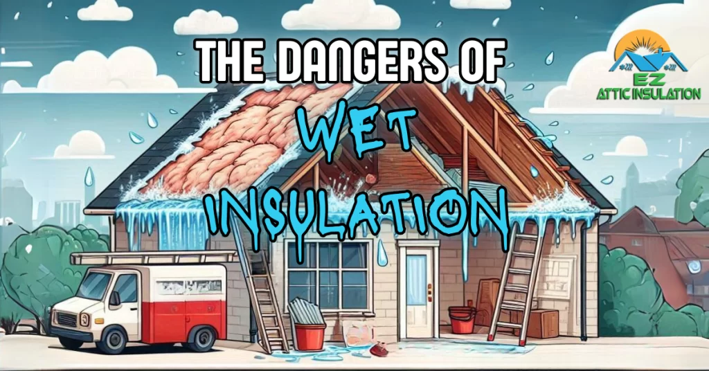 EZ attic blog banner for "The dangers of wet insulation"