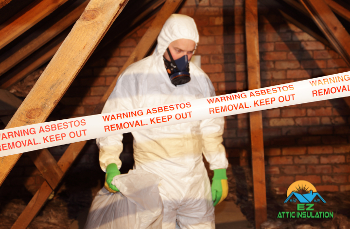 asbestos in an attic, being dealt with by ez attic insulation crew.