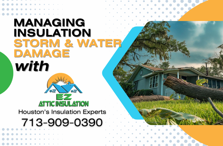EZ Attic Insulation blog banner for Storm and water damage management.