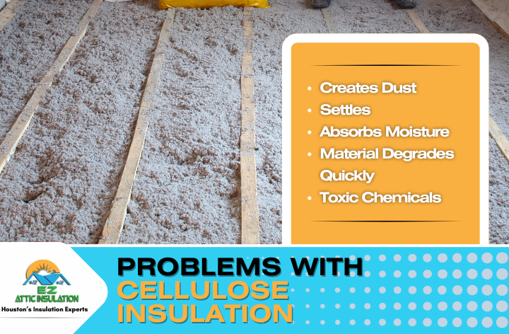 Cellulose insulation problems infographics from ez attic insulation