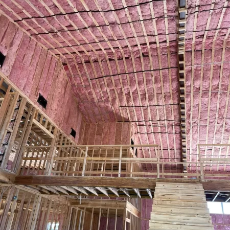 New batt insulation installed in a new warehouse