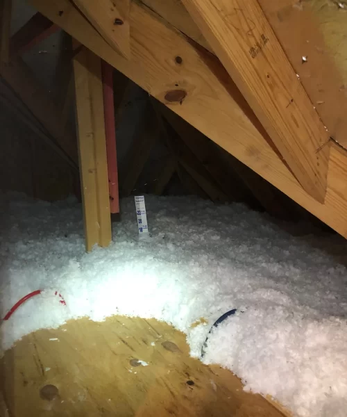 showing the depth of attic insulation