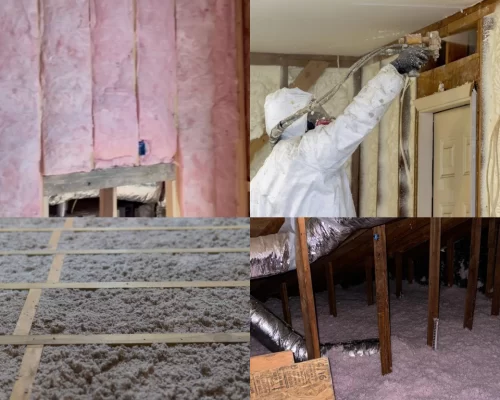 four types of attic insulation installed